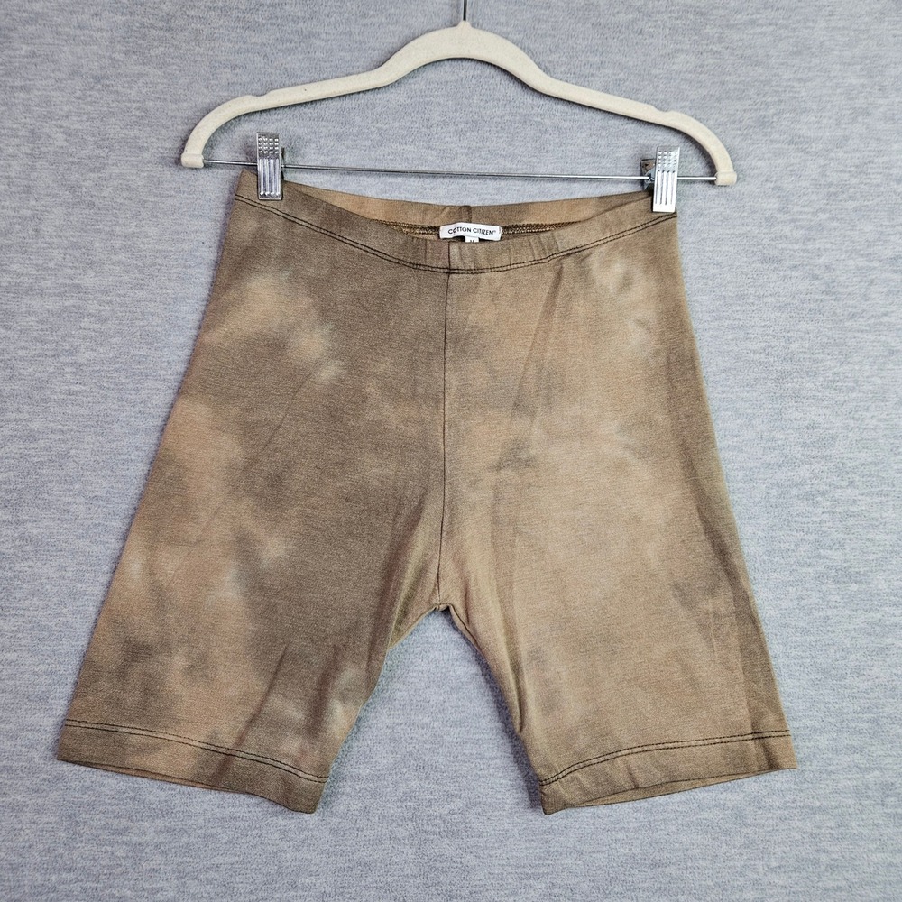 Cotton Citizen Womens Tie Dye Biker Shorts Olive Brown Size M Made in USA
